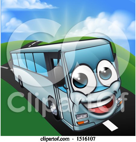Clipart of a Happy Coach Bus Mascot - Royalty Free Vector Illustration by AtStockIllustration