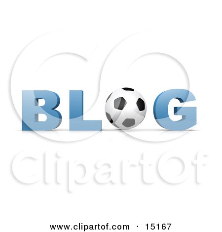 Black and White Soccer Ball Forming The Letter O In The Word Blog For An Internet Golfing Blog Clipart Illustration by 3poD
