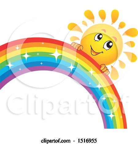 Clipart of a Sun Character and Rainbow - Royalty Free Vector Illustration by visekart