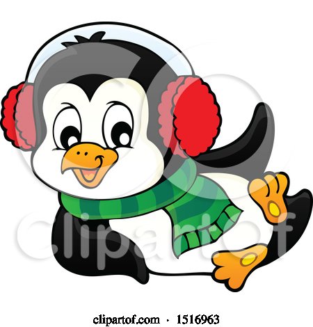 Clipart of a Winter Penguin - Royalty Free Vector Illustration by visekart