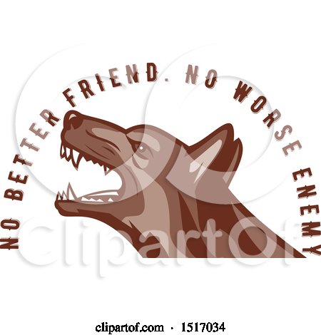 Clipart of a German Shepherd Dog with No Better Friend No Worse Enemy Text - Royalty Free Vector Illustration by patrimonio