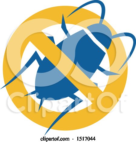 Clipart of a Blue Cockroach Pest in a Prohibited - Royalty Free Vector Illustration by patrimonio