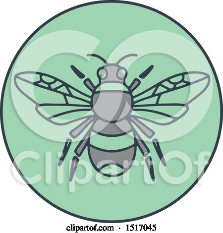 Clipart of a Bumble Bee in a Green Circle - Royalty Free Vector Illustration by patrimonio