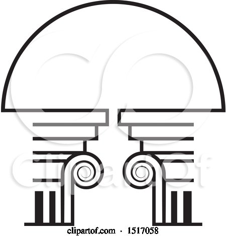 Clipart of a Black and White Architectural Arch - Royalty Free Vector Illustration by Lal Perera