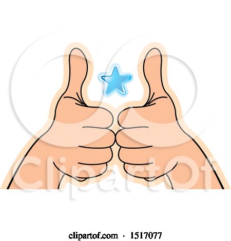 Clipart of a Blue Star Between Hands Holding up Thumbs - Royalty Free Vector Illustration by Lal Perera