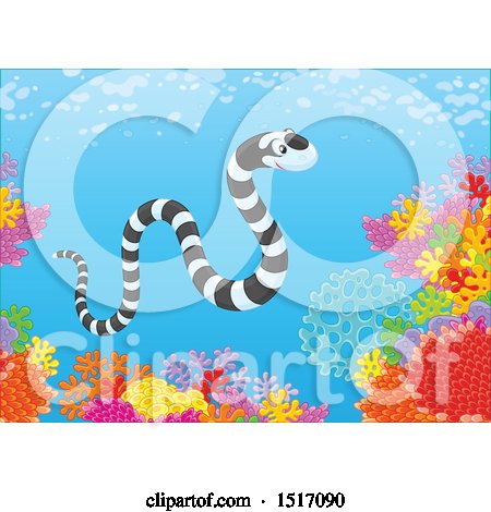 Clipart of a Sea Snake at a Coral Reef - Royalty Free Vector Illustration by Alex Bannykh