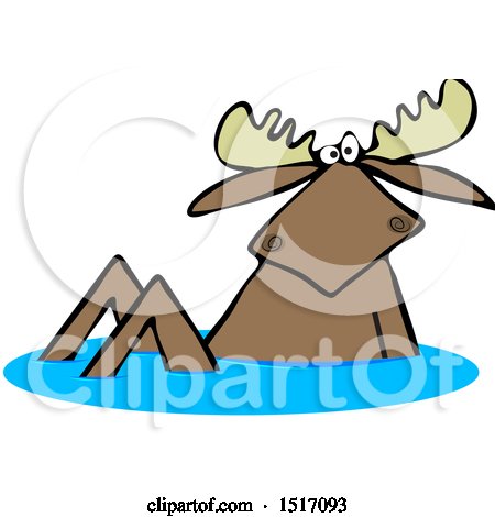 Clipart of a Moose in Water - Royalty Free Vector Illustration by djart