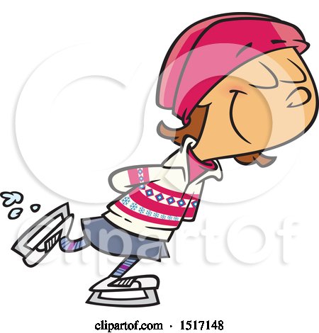 Clipart of a Cartoon Girl Ice Skating - Royalty Free Vector Illustration by toonaday