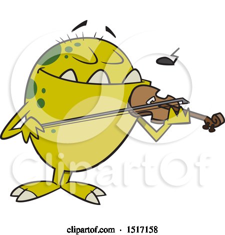 Clipart of a Cartoon Monster Playing a Violin - Royalty Free Vector Illustration by toonaday