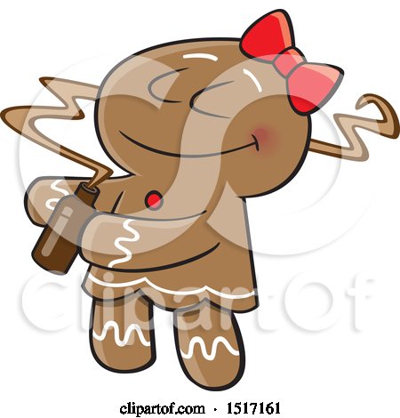 Clipart of a Cartoon Gingerbread Woman Smelling a Fragrance - Royalty Free Vector Illustration by toonaday