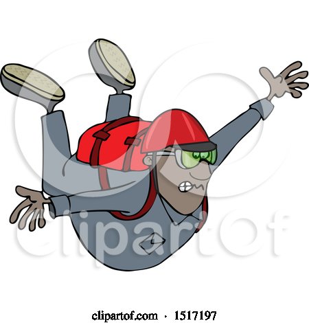 Clipart of a Cartoon Black Man Free Falling While Skydiving - Royalty Free Vector Illustration by djart