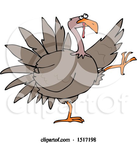 Clipart of a Cartoon Turkey Bird Doing a High Strut - Royalty Free Vector Illustration by djart