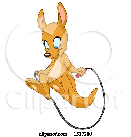 Clipart of a Cute Kangaroo Skipping Rope - Royalty Free Vector Illustration by yayayoyo