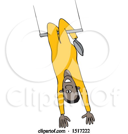 Clipart of a Black Man on a Trapeze - Royalty Free Vector Illustration by djart