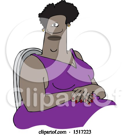 Clipart of a Black Woman Sitting - Royalty Free Vector Illustration by djart