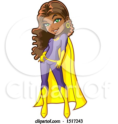 Clipart of a Flirty Black Female Teenage Super Hero - Royalty Free Vector Illustration by Clip Art Mascots