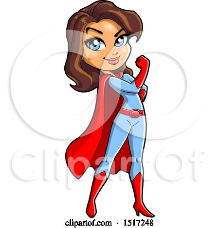Clipart of a Strong White Female Super Hero Flexing Her Bicep - Royalty Free Vector Illustration by Clip Art Mascots