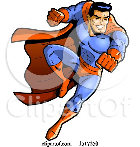 Clipart of a Muscular Male Super Hero Fighting - Royalty Free Vector Illustration by Clip Art Mascots
