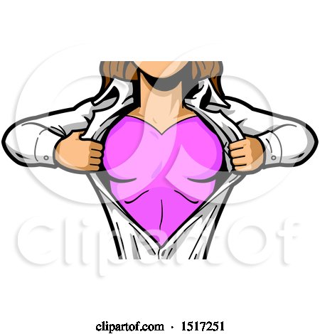Clipart of a Female Super Hero Ripping off Her Shirt - Royalty Free Vector Illustration by Clip Art Mascots