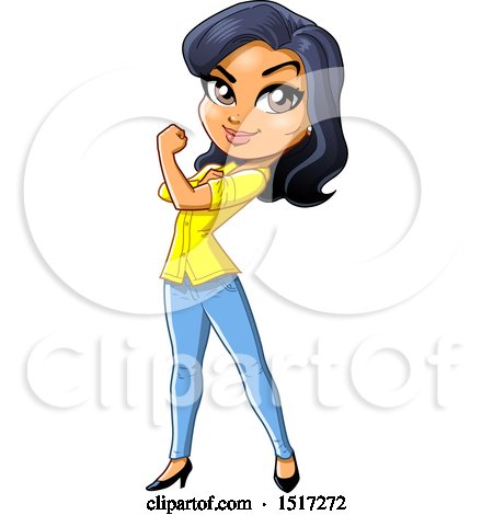 Clipart of a Strong Independent Woman Flexing Her Bicep - Royalty Free Vector Illustration by Clip Art Mascots