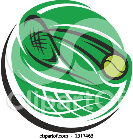Clipart of a Green Tennis Racket and Ball Design - Royalty Free Vector Illustration by Vector Tradition SM