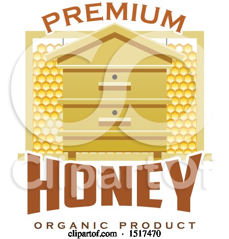 Clipart of a Bee House and Honeycombs with Text - Royalty Free Vector Illustration by Vector Tradition SM