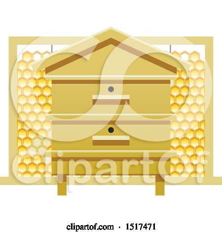 Clipart of a Bee House and Honeycombs - Royalty Free Vector Illustration by Vector Tradition SM