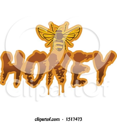 Clipart of a Bee with Honey Text - Royalty Free Vector Illustration by Vector Tradition SM