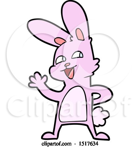 Cartoon Rabbit Waving by lineartestpilot