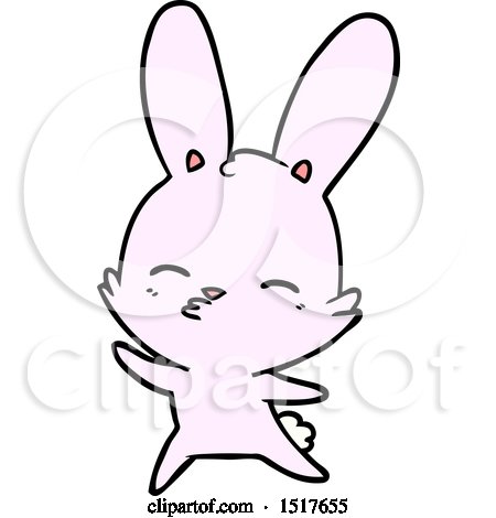 Curious Waving Bunny Cartoon by lineartestpilot