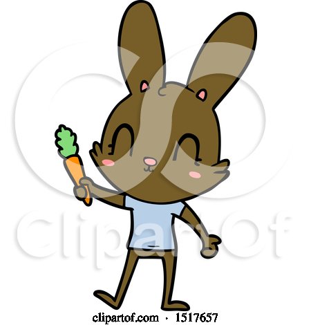 Cute Cartoon Rabbit with Carrot by lineartestpilot
