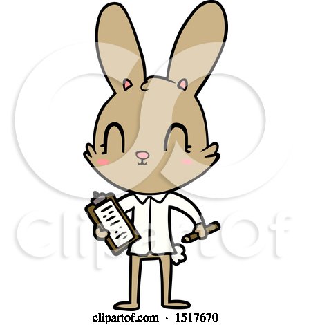 Cute Cartoon Rabbit with Clipboard by lineartestpilot