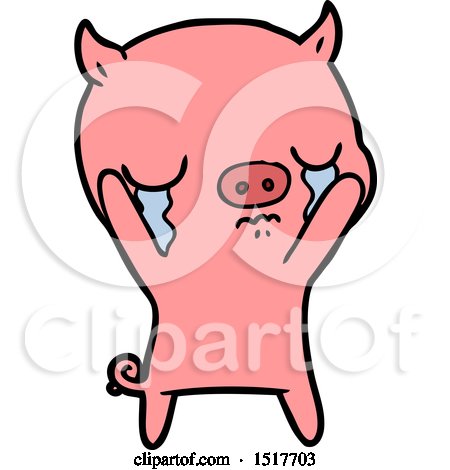 Cartoon Pig Crying by lineartestpilot