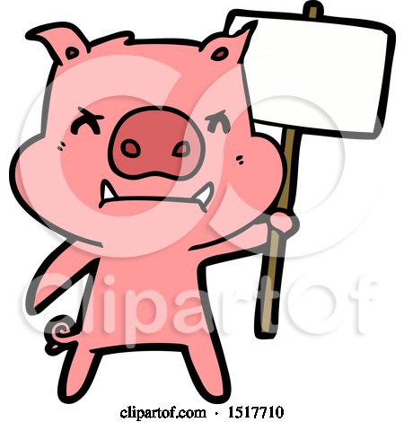 Angry Cartoon Pig Protesting by lineartestpilot