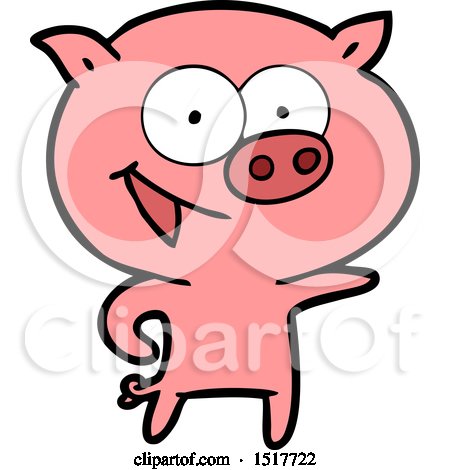 Cheerful Pig Cartoon by lineartestpilot