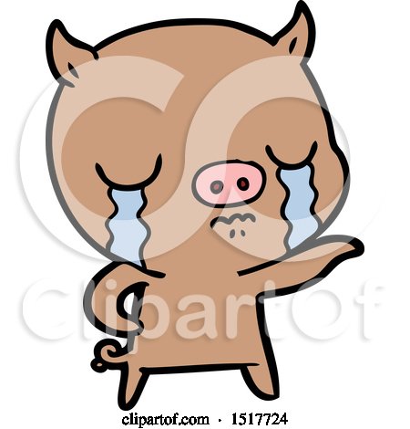 Cartoon Pig Crying Pointing by lineartestpilot