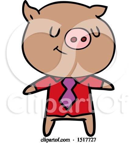 Happy Cartoon Smart Pig by lineartestpilot