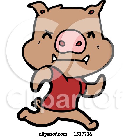 Angry Cartoon Pig Running by lineartestpilot