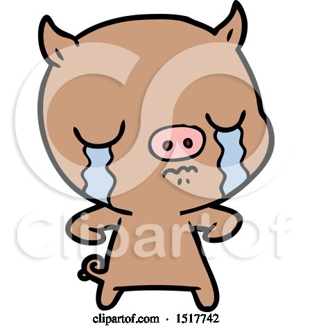 Cartoon Pig Crying by lineartestpilot