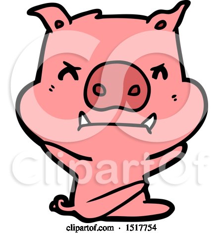 Angry Cartoon Pig Throwing Tantrum by lineartestpilot