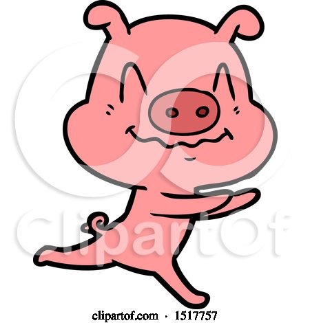 Nervous Cartoon Pig Running by lineartestpilot