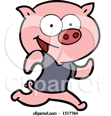 Cheerful Pig Exercising Cartoon by lineartestpilot