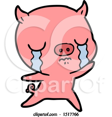 Cartoon Pig Crying by lineartestpilot