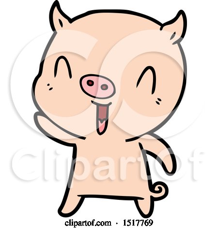 Happy Cartoon Pig by lineartestpilot