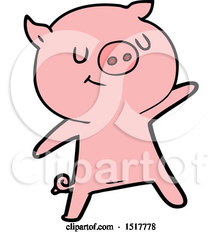 Happy Cartoon Pig Waving by lineartestpilot