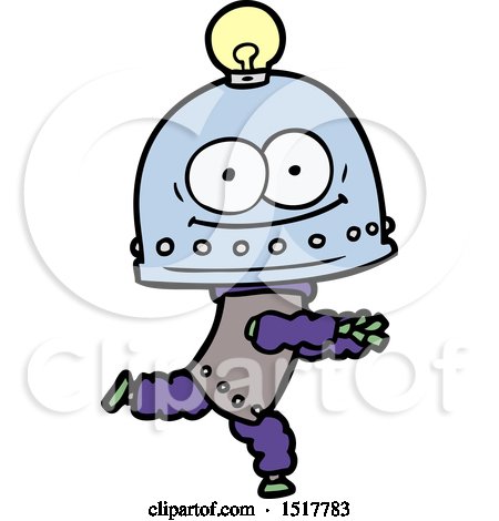Happy Carton Robot with Light Bulb by lineartestpilot