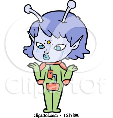 Pretty Cartoon Alien Girl by lineartestpilot