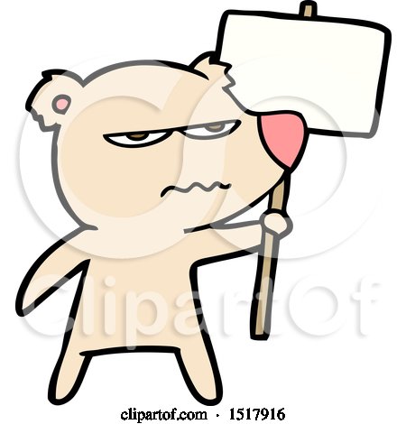 Angry Bear Cartoon Holding Placard by lineartestpilot