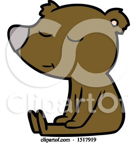 Happy Cartoon Bear Sitting by lineartestpilot