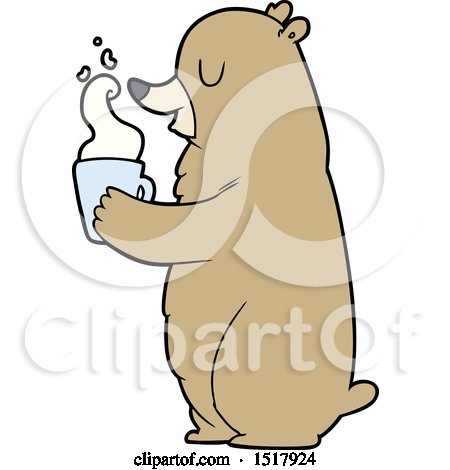 Cartoon Bear with Hot Drink by lineartestpilot
